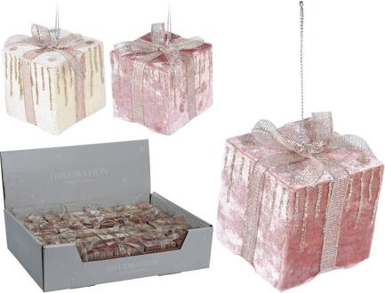 Home & Styling Hanger kadootje velours 7cm roze