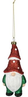 Home & Styling Home and Styling kersthanger gnome/kabouter - kunststof - 12,5 cm - Kersthangers Rood
