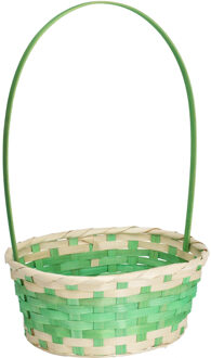 Home & Styling Home & Styling Rieten mandje met hengsel - groen - 20 x 38 cm - Opbergen - Paaseieren mandje