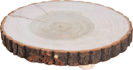 Home & Styling Kaarsenbord / decoratie dienblad - houten boomschijf - met standaard - 31 x 6 cm