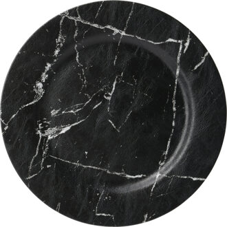 Home & Styling Kaarsenbord/onderbord - zwart marmer look - kunststof - D33 cm
