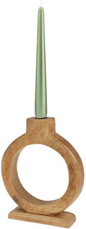 Home & Styling Kaarshouder - mangohout - 16 x 21 cm - kandelaar - bruin