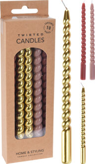 Home & Styling Kaarsjes gedraaid mini 17cm set a 10 verschillende