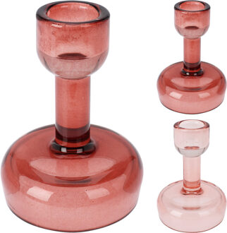 Home & Styling Kandelaar glas 7x10cm omkeerbaar roze