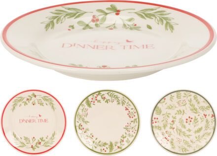 Home & Styling Kerst Dessertbord aardewerk Ø19cm verschillende