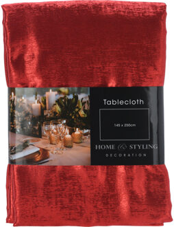 Home & Styling kerst tafellaken/tafelkleed - rood - 145 x 250 cm - rechthoekig