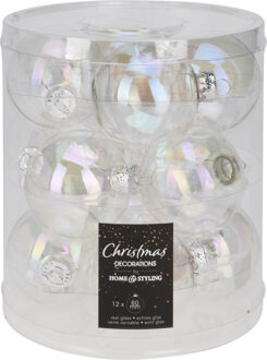 Home & Styling Kerstbal 60mm iriserend koker a 12 glas multi