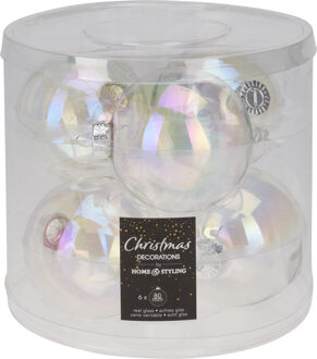 Home & Styling Kerstbal 80mm iriserend koker a 6 glas multi