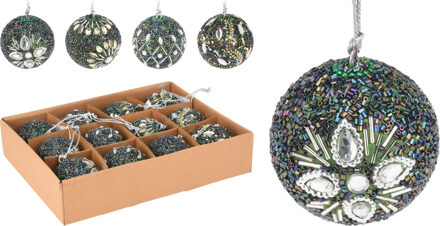 Home & Styling Kerstbal met kralen 6cm multicolor