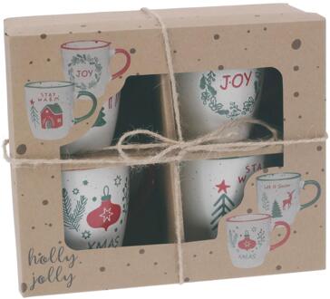 Home & Styling Kerstbeker aardewerk set a 4 200ml wit