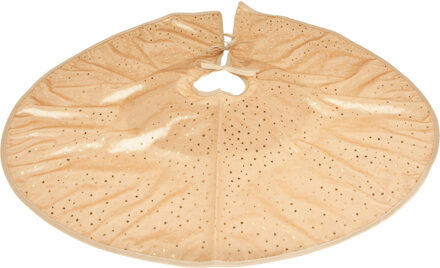 Home & Styling Kerstboomrok - champagne/goud - 90 cm - polyester - kleine sterren opdruk - rond Goudkleurig