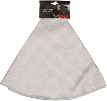 Home & Styling Kerstboomrok/kerstboomkleed - zilver met glitters - D90 cm - polyester