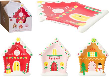 Home & Styling Kerstbord melamine 19,8x16 peperkoekhuis wit