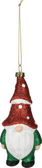 Home & Styling Kersthanger gnome/dwerg/kabouter - kunststof - 12,5 cm - rode muts Rood