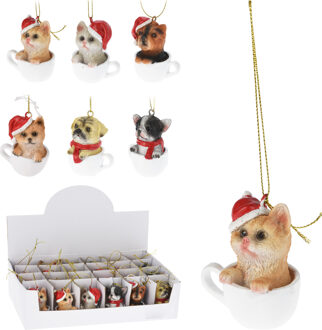 Home & Styling Kersthanger Hond en kat met kerstmuts verschillende