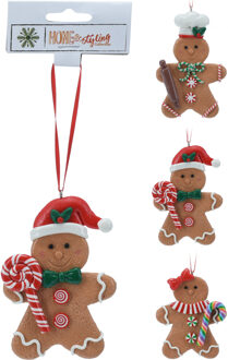 Home & Styling Kersthanger peperkoek man 11cm poly bruin