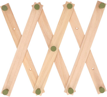Home & Styling Kinderkamer kapstok - verstelbaar - 9 groene haakjes - hout - 60 x 12 cm