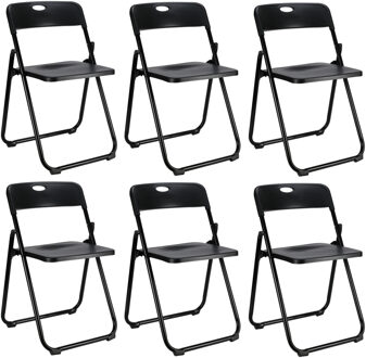 Home & Styling Klapstoel voor buiten/binnen - 6x - zwart - 47 x 73 cm - stevig kunststof - Bijzet stoelen - Vouwsto