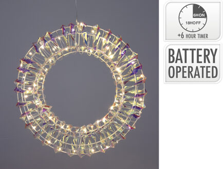 Home & Styling Krans 30cm 30LED iriserend warmwit