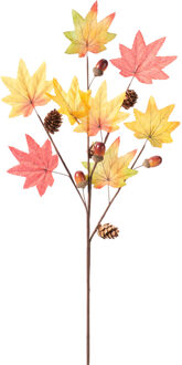 Home & Styling Kunst herfsttak decoratie - 60 cm - losse steel met Esdoorn bladeren Multi