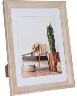 Home & Styling Kunststof fotolijst hout look geschikt voor een foto van 15 x 20 cm - Fotolijsten Bruin
