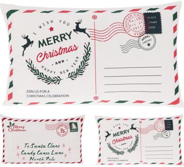 Home & Styling Kussen kerst envelop 50x30cm wit