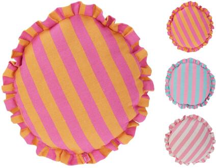 Home & Styling Kussen rond strepen Ø42cm verschillende