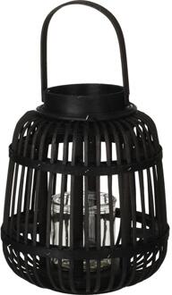Home & Styling Lantaarn bamboe 19x24cm zwart