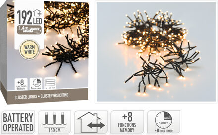 Home & Styling LED-clusterlichtketting 1,4 m met 192 LED's warm wit IP44 Zwart