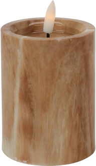 Home & Styling LED kaars - marmer bruin -D7,5 x H10 cm