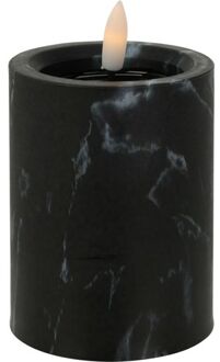 Home & Styling LED kaars/stompkaars - marmer zwart -D7,5 x H10 cm - LED kaarsen