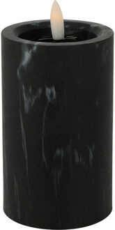 Home & Styling LED kaars/stompkaars - zwart marmer look - D7,5 x H12,5 cm