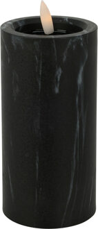 Home & Styling LED kaars/stompkaars - zwart marmer look - D7,5 x H15 cm