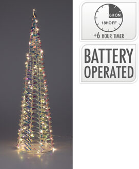 Home & Styling LED kegel kerstboom lamp - regenboog - 60 leds - warm wit - H60 - ijzer - timer