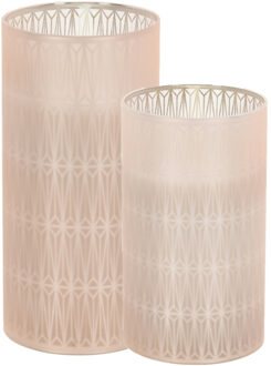 Home & Styling Luxe LED kaarsen in glas - set 2x st - 12,5 en 15 cm - warm wit