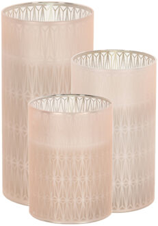 Home & Styling Luxe LED kaarsen in glas - set 3x st - 10, 12,5 en 15 cm - warm wit