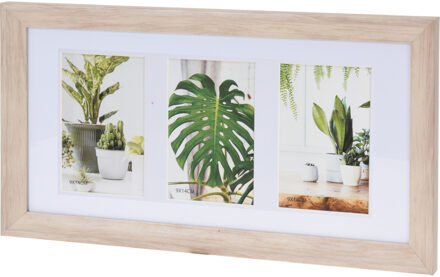 Home & Styling Multi fotolijst kunststof met 3 lijstjes geschikt voor een foto van 9 x 14 cm
