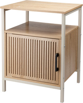 Home & Styling Nachtkastje - bruin/wit - metaal/mdf - 43 x 33 x 55 cm - Slaapkamer