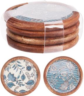 Home & Styling Onderzetter set a 4 stuks Ø10cm blauw
