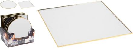 Home & Styling Onderzetter spiegel goud/zilver 25cm