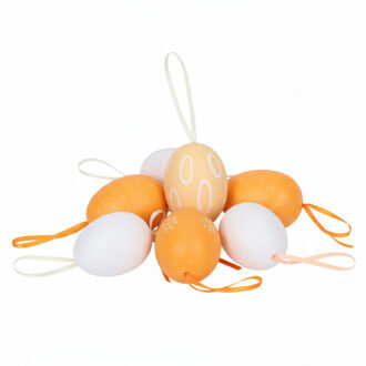 Home & Styling Paaseieren hangdecoraties - oranje - 12x stuks - 6 cm
