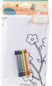Home & Styling Pasen thema tafelkleed - 2x - inkleurbaar - 180 x 120 cm - tafellaken - inkleuren - kinderen