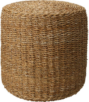 Home & Styling Poef Nature - rond - gevlochten zeegras - D40 x H40 cm - bijzet stoeltjes