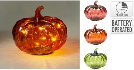 Home & Styling Pompoen met LED 13cm verschillende