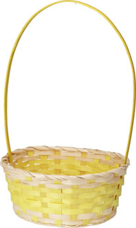 Home & Styling Rieten mandje met hengsel - geel - 20 x 38 cm - Opbergen - Paaseieren mandje