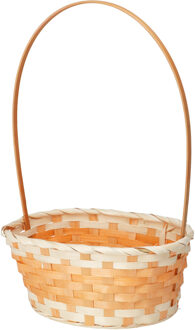 Home & Styling Rieten mandje met hengsel - oranje - 20 x 38 cm - Opbergen - Paaseieren mandje