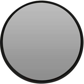 Home & Styling Ronde wandspiegel - zwart - houten frame - dia 50 cm