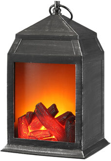 Home & Styling Sfeerhaard - lantaarn - met LED verlichting - 16 x 14 x 26 cm - LED openhaarden