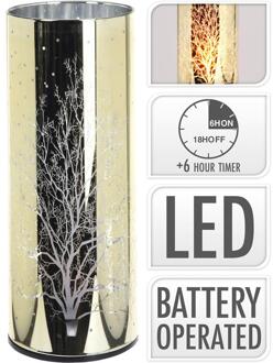 Home & Styling Sfeerlicht glas LED goud met vlam 20cm