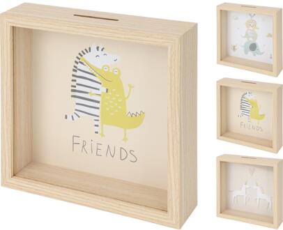 Home & Styling Spaarpot hout met kinderafbeelding verschillende